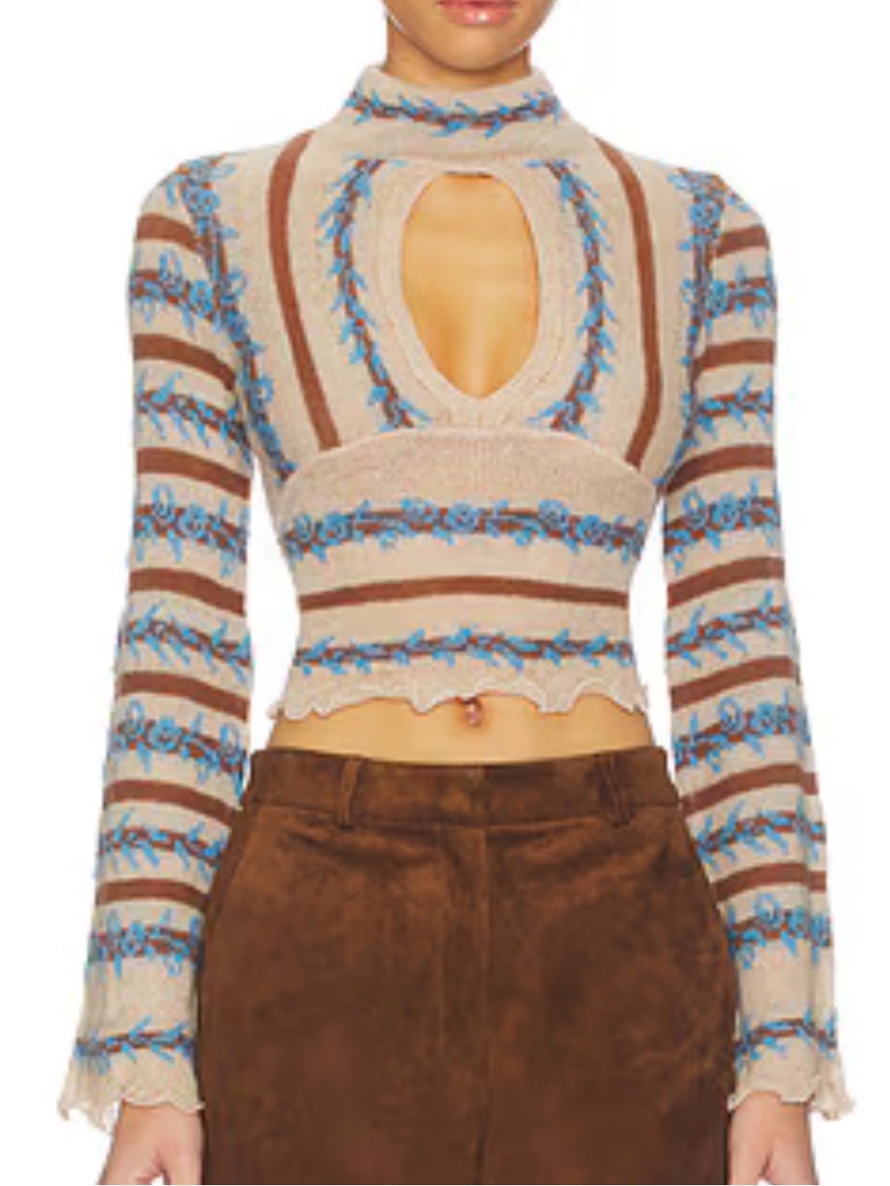 Free People Bali Brooke SoftSpun Sweater Floral-Festival-Cut out-Boho-Hippie-XS